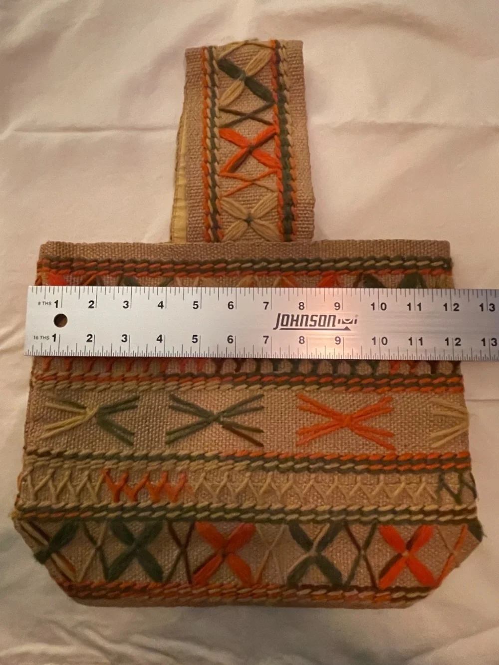 Purse - Natural Jute Burlap Vintage 1970's